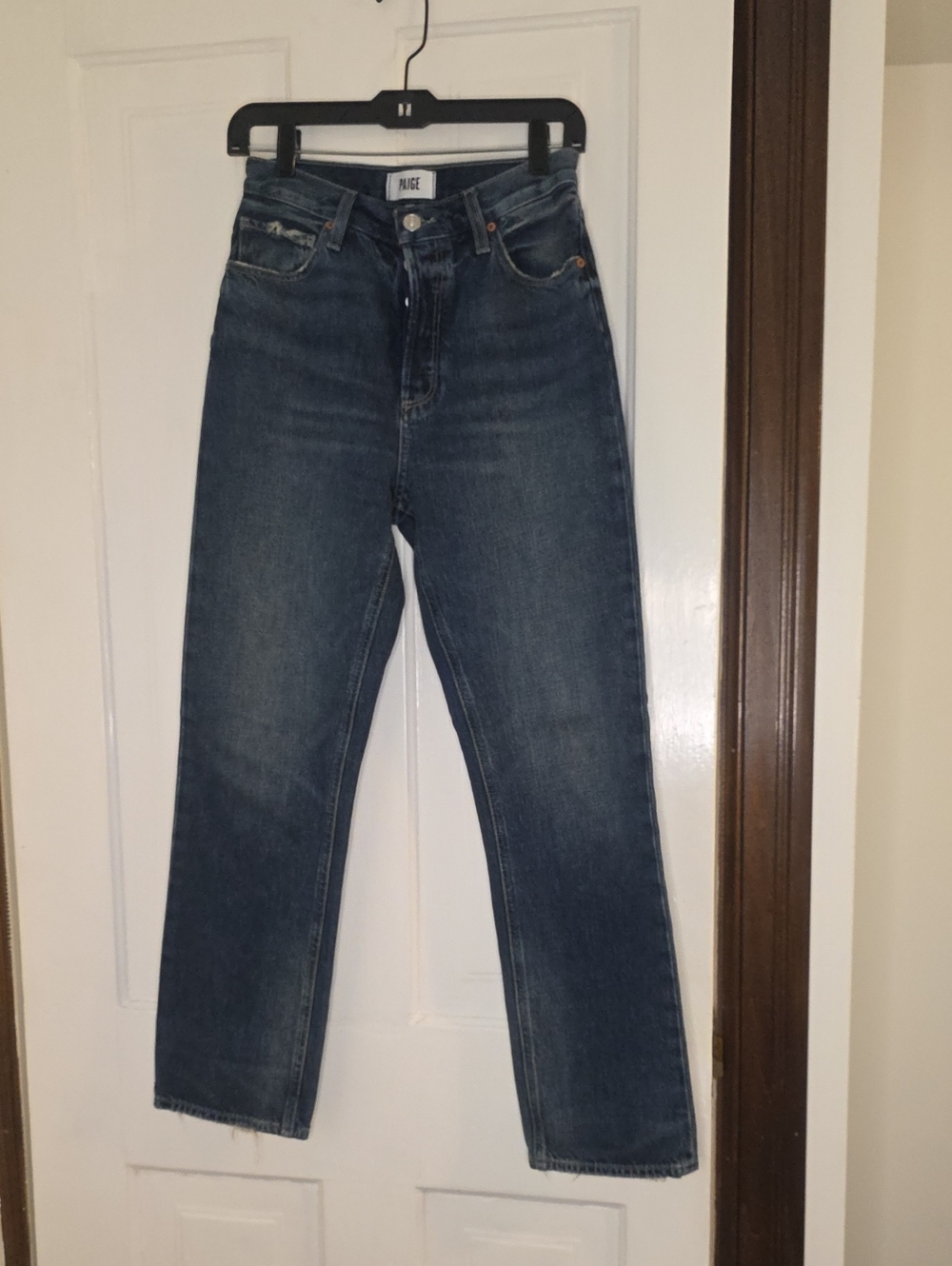 PAIGE Women's Straight-Leg Jeans in Dark Blue Wash
